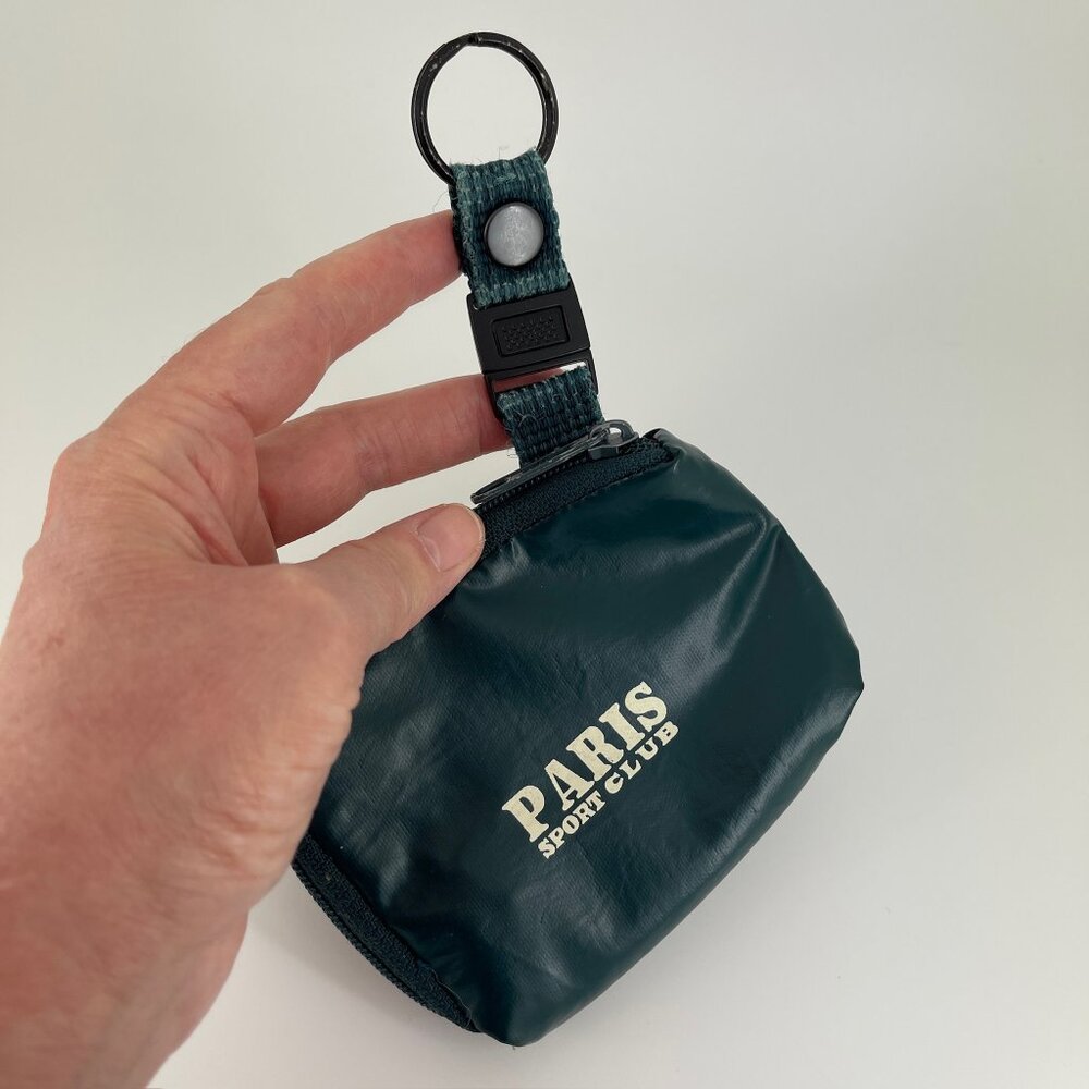 VINTAGE 80s PARIS SPORT CLUB NYLON ZIP BAG CHARM CREDIT CARD + CASH STASH POUCH - Picture 4 of 15